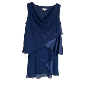 Coldwater Creek 22W blue embellished sleeveless cowl neck top &‎ matching skirt